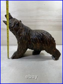 Wood Bear Carving Vintage Antique Large Hand Carved Wooden Grizzly 11 1/2 X 13