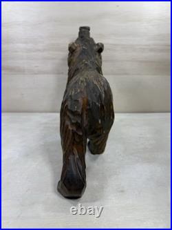 Wood Bear Carving Vintage Antique Large Hand Carved Wooden Grizzly 11 1/2 X 13