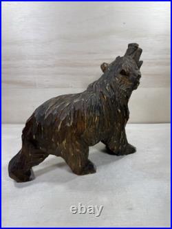 Wood Bear Carving Vintage Antique Large Hand Carved Wooden Grizzly 11 1/2 X 13