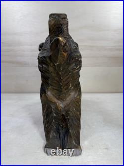 Wood Bear Carving Vintage Antique Large Hand Carved Wooden Grizzly 11 1/2 X 13
