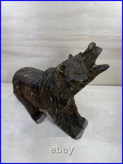 Wood Bear Carving Vintage Antique Large Hand Carved Wooden Grizzly 11 1/2 X 13