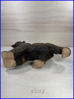 Wood Bear Carving Vintage Antique Large Hand Carved Wooden Grizzly 11 1/2 X 13