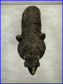 Wood Bear Carving Vintage Antique Large Hand Carved Wooden Grizzly 11 1/2 X 13