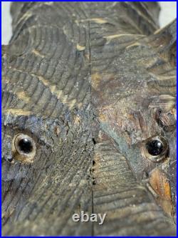 Wood Bear Carving Vintage Antique Large Hand Carved Wooden Grizzly 11 1/2 X 13