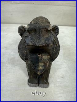 Wood Bear Carving Vintage Antique Large Hand Carved Wooden Grizzly 11 1/2 X 13