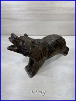 Wood Bear Carving Vintage Antique Large Hand Carved Wooden Grizzly 11 1/2 X 13
