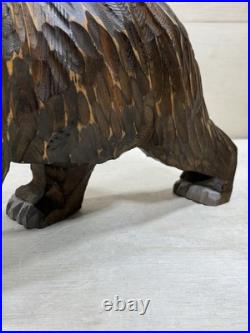 Wood Bear Carving Vintage Antique Large Hand Carved Wooden Grizzly 11 1/2 X 13