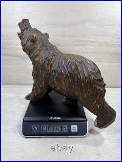 Wood Bear Carving Vintage Antique Large Hand Carved Wooden Grizzly 11 1/2 X 13