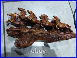 Wood Carving 8 Horses