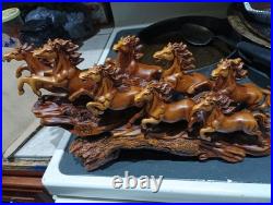 Wood Carving 8 Horses
