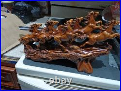 Wood Carving 8 Horses