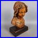 Wood Sculpture Bust Girl Vintage Italian Craft From The 1960s