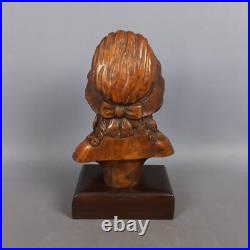 Wood Sculpture Bust Girl Vintage Italian Craft From The 1960s