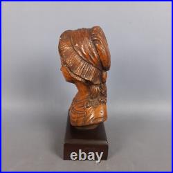Wood Sculpture Bust Girl Vintage Italian Craft From The 1960s