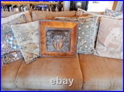 Wood Sculpture Hand Carved Framed Antique Female Bust Goddess 15 x 15