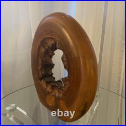 Wood Sculpture Live Edge Circle Sculpture Abstract Sculpture Vintage