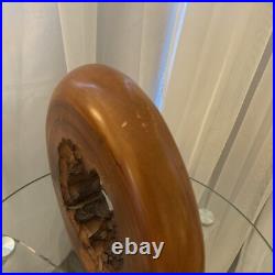 Wood Sculpture Live Edge Circle Sculpture Abstract Sculpture Vintage