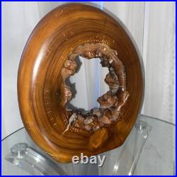 Wood Sculpture Live Edge Circle Sculpture Abstract Sculpture Vintage