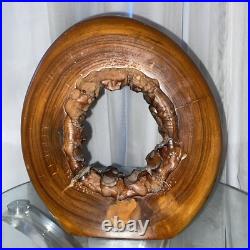 Wood Sculpture Live Edge Circle Sculpture Abstract Sculpture Vintage