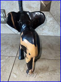 Wood Sculpture-Vintage Black Ebony Hand Carved Elephant Figurine Moravia