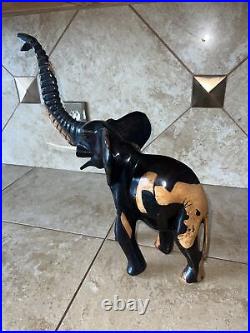 Wood Sculpture-Vintage Black Ebony Hand Carved Elephant Figurine Moravia