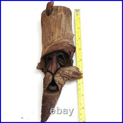 Wood Spirit Face Carvings Kelly 86 Vintage Driftwood Folk Art 12 Fantasy Pair