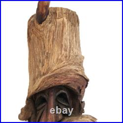 Wood Spirit Face Carvings Kelly 86 Vintage Driftwood Folk Art 12 Fantasy Pair