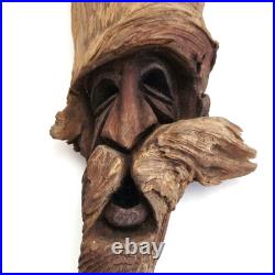 Wood Spirit Face Carvings Kelly 86 Vintage Driftwood Folk Art 12 Fantasy Pair