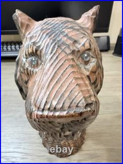 Wood Tiger Vintage Hand Carved Hand Painted Sculpture 10