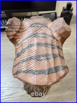 Wood Tiger Vintage Hand Carved Hand Painted Sculpture 10