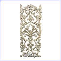 Wood Wall Sculpture Panel Hand Carved 35 Whitewashed
