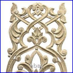 Wood Wall Sculpture Panel Hand Carved 35 Whitewashed
