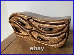 Wood carved 4 drawer biomorphic jewelry box MCM wood sculpture modernist vintage