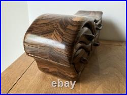 Wood carved 4 drawer biomorphic jewelry box MCM wood sculpture modernist vintage