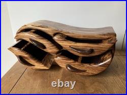 Wood carved 4 drawer biomorphic jewelry box MCM wood sculpture modernist vintage