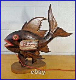 Wood fish ship in bottle lamp folk art Nautical Maritime Outsider Art vintage