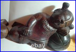 Wood sculptures the sleepers 2.2 kg, 18x26x10cm. Vintage Art