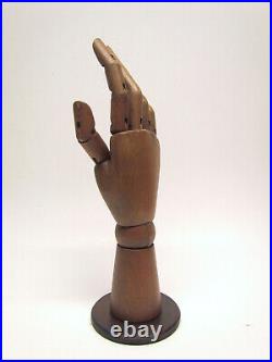 Wooden Articulated Human Hand Artist Mannequin Carved Wood VTG Posable Sculpture