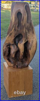 Wooden Sculpture Life Form Signed David Edwin Bernard MCM Mesquite Wood 29.5