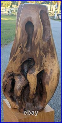 Wooden Sculpture Life Form Signed David Edwin Bernard MCM Mesquite Wood 29.5