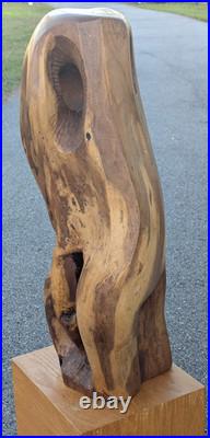 Wooden Sculpture Life Form Signed David Edwin Bernard MCM Mesquite Wood 29.5