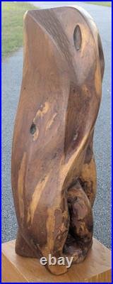 Wooden Sculpture Life Form Signed David Edwin Bernard MCM Mesquite Wood 29.5
