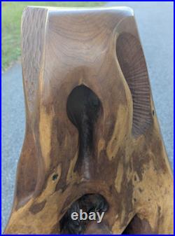 Wooden Sculpture Life Form Signed David Edwin Bernard MCM Mesquite Wood 29.5