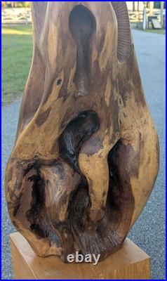Wooden Sculpture Life Form Signed David Edwin Bernard MCM Mesquite Wood 29.5