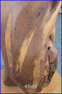 Wooden Sculpture Life Form Signed David Edwin Bernard MCM Mesquite Wood 29.5