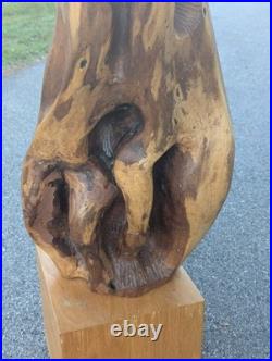 Wooden Sculpture Life Form Signed David Edwin Bernard MCM Mesquite Wood 29.5