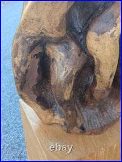 Wooden Sculpture Life Form Signed David Edwin Bernard MCM Mesquite Wood 29.5