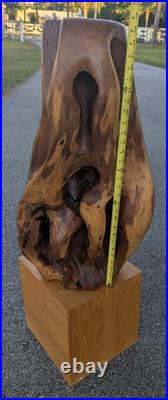 Wooden Sculpture Life Form Signed David Edwin Bernard MCM Mesquite Wood 29.5