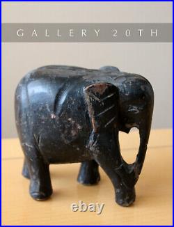 Wow! 19th Century Black India Elephant Wood Sculpture! Vtg Fine Asian Art