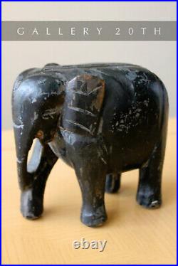 Wow! 19th Century Black India Elephant Wood Sculpture! Vtg Fine Asian Art